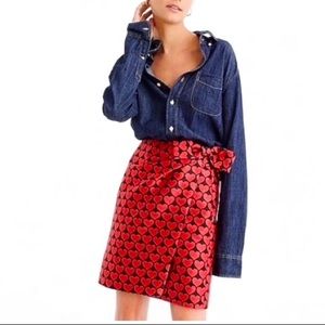 JCrew silk red heart skirt size 8!